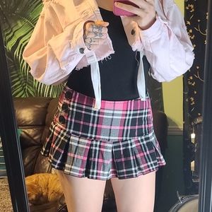 Valia Pink Plaid Miniskirt